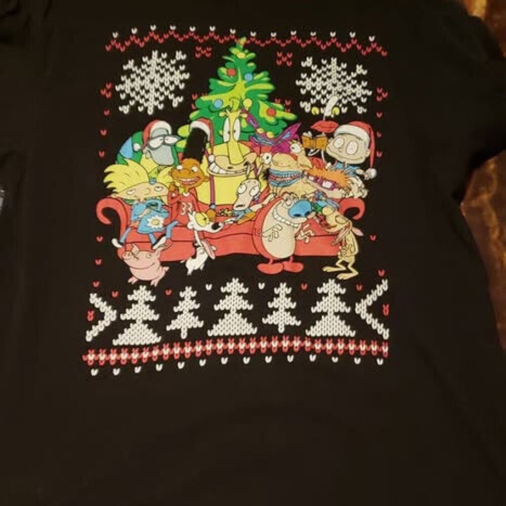 large ugly christmas sweater like tee shirt